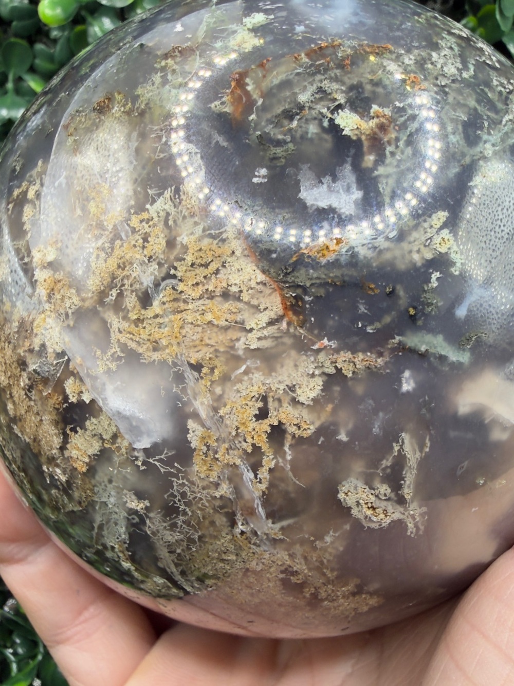3.47lb Druzy Moss Agate Sphere - Picture 10 of 10